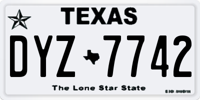TX license plate DYZ7742