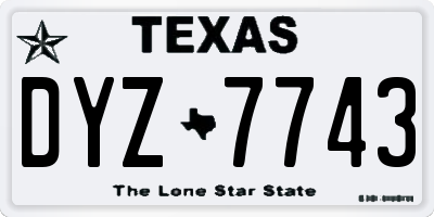 TX license plate DYZ7743