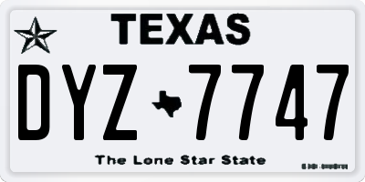 TX license plate DYZ7747