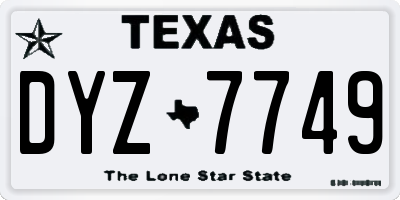 TX license plate DYZ7749