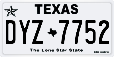 TX license plate DYZ7752