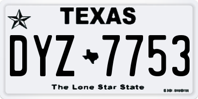 TX license plate DYZ7753