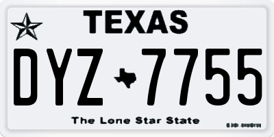 TX license plate DYZ7755