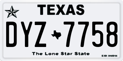 TX license plate DYZ7758