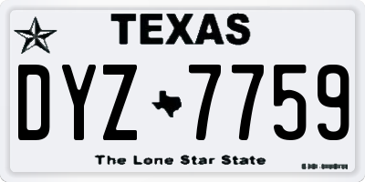 TX license plate DYZ7759