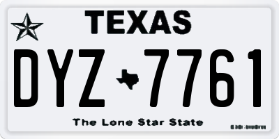 TX license plate DYZ7761