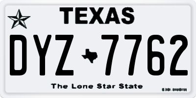 TX license plate DYZ7762