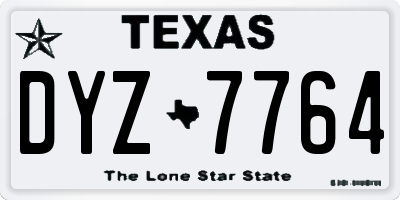 TX license plate DYZ7764