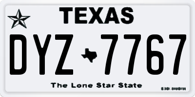 TX license plate DYZ7767