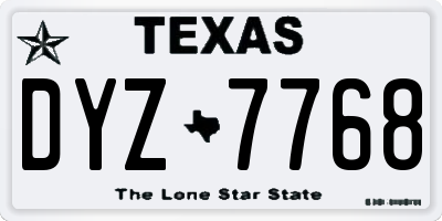 TX license plate DYZ7768