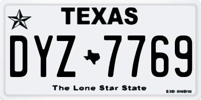 TX license plate DYZ7769