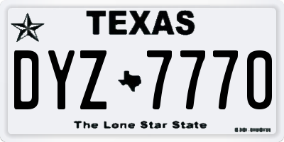 TX license plate DYZ7770