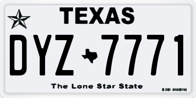 TX license plate DYZ7771