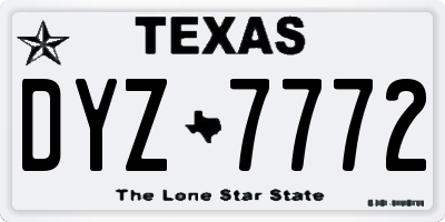 TX license plate DYZ7772
