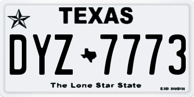 TX license plate DYZ7773