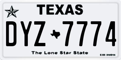 TX license plate DYZ7774