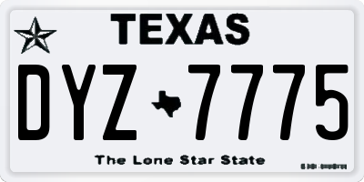 TX license plate DYZ7775