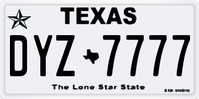 TX license plate DYZ7777
