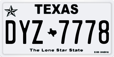 TX license plate DYZ7778