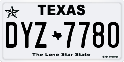 TX license plate DYZ7780