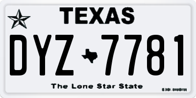 TX license plate DYZ7781