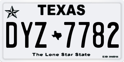 TX license plate DYZ7782