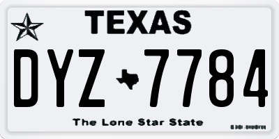 TX license plate DYZ7784
