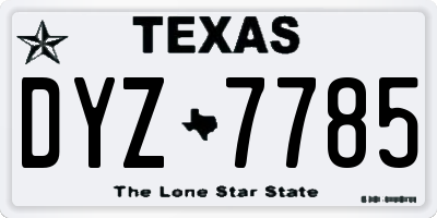 TX license plate DYZ7785