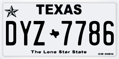 TX license plate DYZ7786