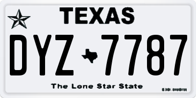 TX license plate DYZ7787