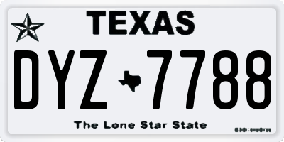 TX license plate DYZ7788