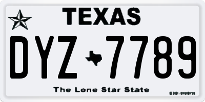 TX license plate DYZ7789