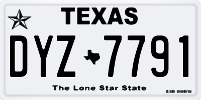 TX license plate DYZ7791