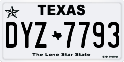 TX license plate DYZ7793
