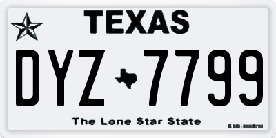 TX license plate DYZ7799