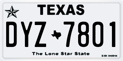 TX license plate DYZ7801