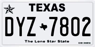 TX license plate DYZ7802