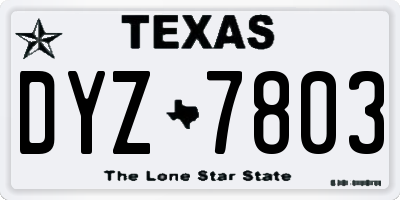 TX license plate DYZ7803