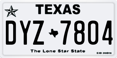 TX license plate DYZ7804