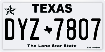 TX license plate DYZ7807