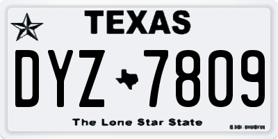TX license plate DYZ7809