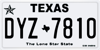 TX license plate DYZ7810