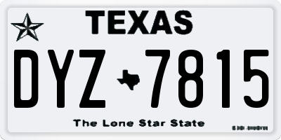 TX license plate DYZ7815