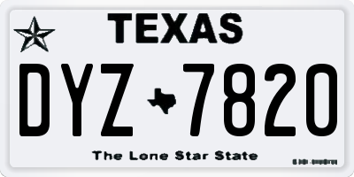 TX license plate DYZ7820