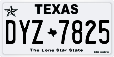 TX license plate DYZ7825