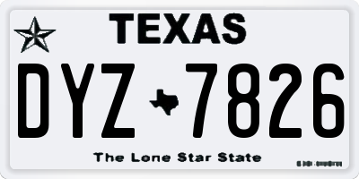 TX license plate DYZ7826