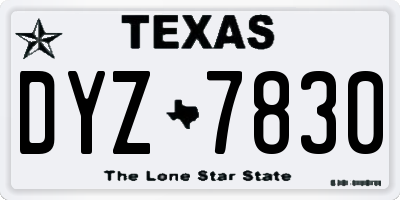 TX license plate DYZ7830
