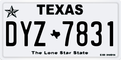 TX license plate DYZ7831