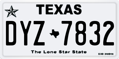 TX license plate DYZ7832