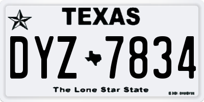 TX license plate DYZ7834